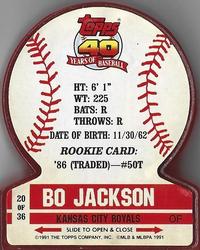 1991 Topps Stand-Ups #20 Bo Jackson Back