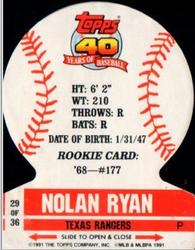 1991 Topps Stand-Ups #29 Nolan Ryan Back
