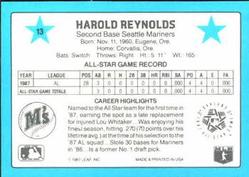 1988 Donruss All-Stars #13 Harold Reynolds Back