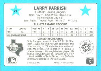 1988 Donruss All-Stars #21 Larry Parrish Back