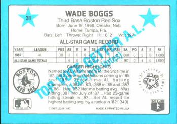 1988 Donruss All-Stars #31 Wade Boggs Back