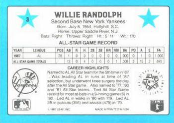 1988 Donruss All-Stars #3 Willie Randolph Back