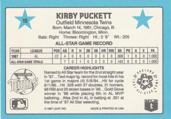 1988 Donruss All-Stars #15 Kirby Puckett Back