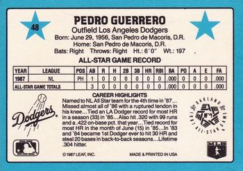1988 Donruss All-Stars #48 Pedro Guerrero Back