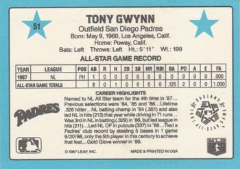1988 Donruss All-Stars #51 Tony Gwynn Back