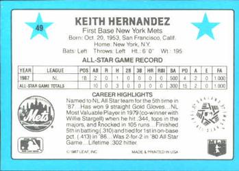 1988 Donruss All-Stars #49 Keith Hernandez Back