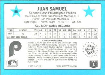 1988 Donruss All-Stars #55 Juan Samuel Back