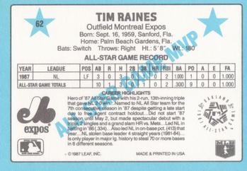 1988 Donruss All-Stars #62 Tim Raines Back