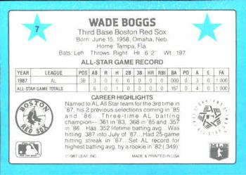 1988 Donruss All-Stars #7 Wade Boggs Back