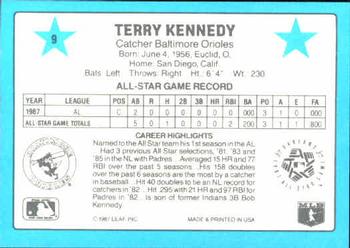 1988 Donruss All-Stars #9 Terry Kennedy Back