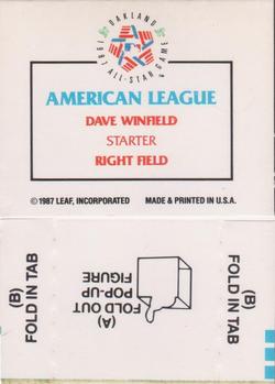 1988 Donruss All-Stars - Pop-Ups #NNO Dave Winfield Back