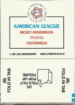 1988 Donruss All-Stars - Pop-Ups #NNO Rickey Henderson Back