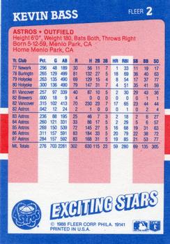 1988 Fleer Baseball's Exciting Stars #2 Kevin Bass Back