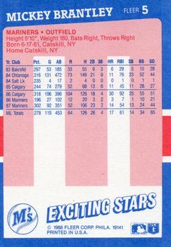 1988 Fleer Baseball's Exciting Stars #5 Mickey Brantley Back