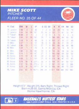 1988 Fleer Baseball's Hottest Stars #35 Mike Scott Back