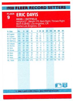 1988 Fleer Record Setters #9 Eric Davis Back