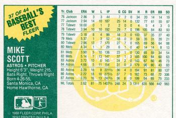 1988 Fleer Baseball's Best Sluggers vs. Pitchers #37 Mike Scott Back