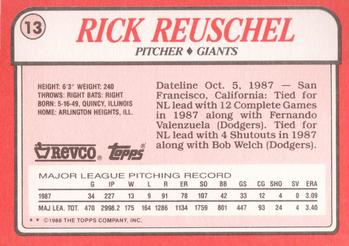 1988 Topps Revco League Leaders #13 Rick Reuschel Back