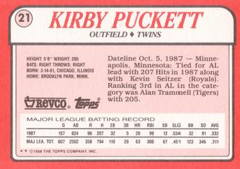 1988 Topps Revco League Leaders #21 Kirby Puckett Back