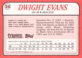 1988 Topps Revco League Leaders #24 Dwight Evans Back