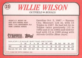 1988 Topps Revco League Leaders #25 Willie Wilson Back