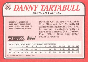 1988 Topps Revco League Leaders #26 Danny Tartabull Back