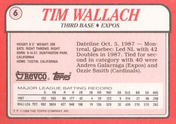 1988 Topps Revco League Leaders #6 Tim Wallach Back
