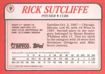 1988 Topps Revco League Leaders #9 Rick Sutcliffe Back