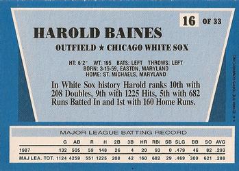 1988 Topps Rite-Aid Team MVP's #16 Harold Baines Back