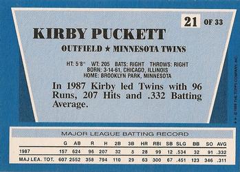 1988 Topps Rite-Aid Team MVP's #21 Kirby Puckett Back