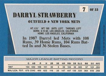 1988 Topps Rite-Aid Team MVP's #7 Darryl Strawberry Back