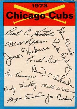 1973 Topps - Team Checklists #NNO Chicago Cubs Front