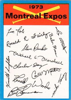 1973 Topps - Team Checklists #NNO Montreal Expos Front