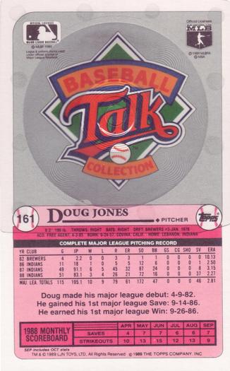1989 Topps/LJN Baseball Talk #161 Doug Jones Back