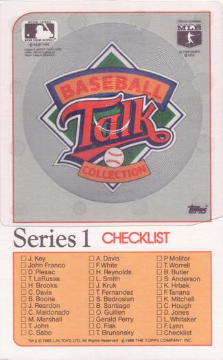 1989 Topps/LJN Baseball Talk #164 Series 1 Checklist Back