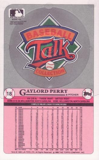 1989 Topps/LJN Baseball Talk #18 Gaylord Perry Back
