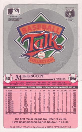 1989 Topps/LJN Baseball Talk #50 Mike Scott Back
