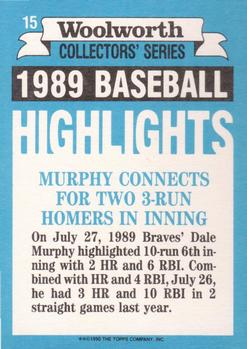 1990 Topps Woolworth Baseball Highlights #15 Dale Murphy Back
