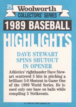 1990 Topps Woolworth Baseball Highlights #25 Dave Stewart Back