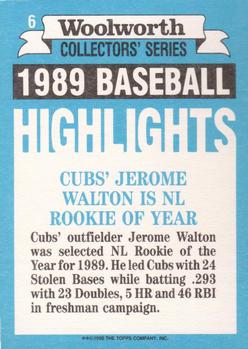 1990 Topps Woolworth Baseball Highlights #6 Jerome Walton Back
