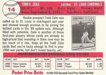 1990 SCD Baseball Card Price Guide Monthly #14 Todd Zeile Back