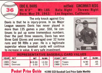1990 SCD Baseball Card Price Guide Monthly #36 Eric Davis Back