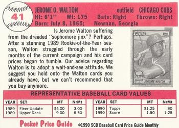 1990 SCD Baseball Card Price Guide Monthly #41 Jerome Walton Back