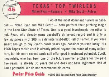 1990 SCD Baseball Card Price Guide Monthly #45 Nolan Ryan / Mike Scott Back