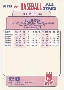 1990 Fleer Baseball All-Stars #20 Bo Jackson Back