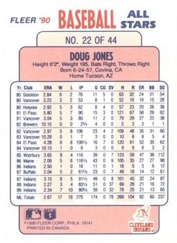 1990 Fleer Baseball All-Stars #22 Doug Jones Back