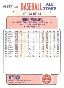 1990 Fleer Baseball All-Stars #43 Mitch Williams Back