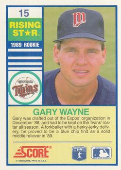 1990 Score Rising Stars #15 Gary Wayne Back
