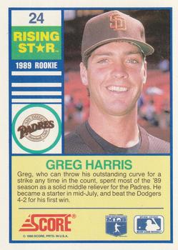 1990 Score Rising Stars #24 Greg Harris Back