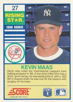 1990 Score Rising Stars #27 Kevin Maas Back